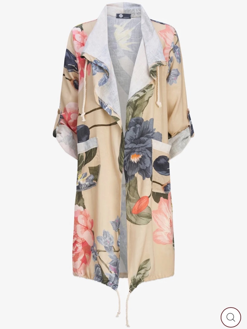 Floral Lightweight Linen blend Duster - Oat and Pink Floral